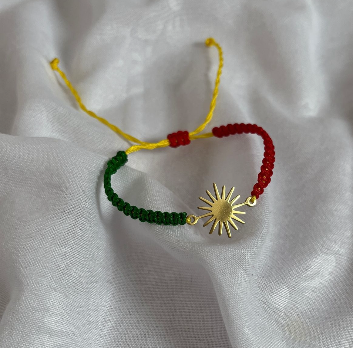 Sonnen-Stoffarmband Rot/Grün
