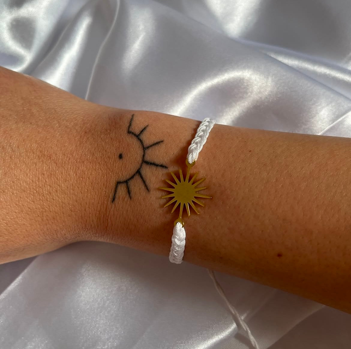 Sonnenarmband Weiß geflochten