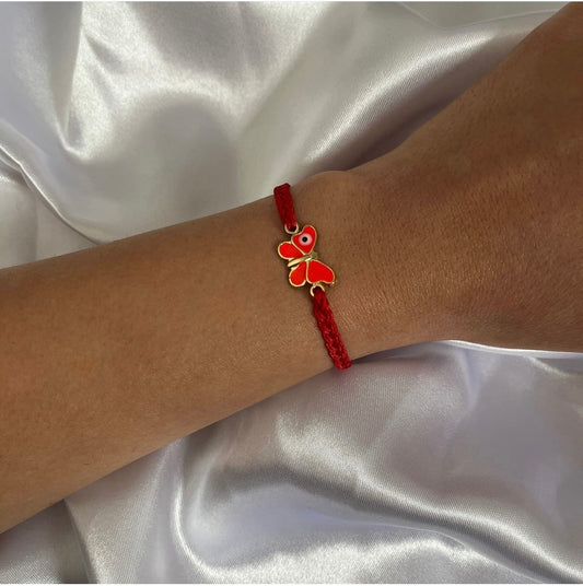 Stoffarmband Schmetterling Rot