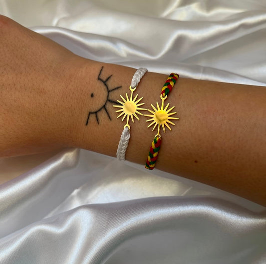 Sonnenarmband geflochten im Set in Weiß und Kurdisch