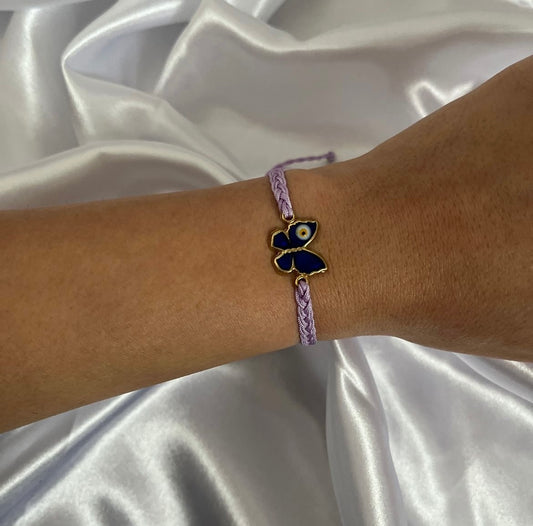 Stoff ArmbandSchmetterling Blau