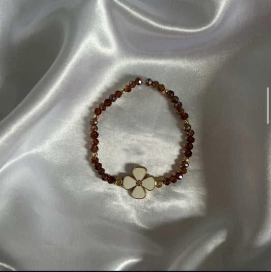 Kristallarmband Flower Brown