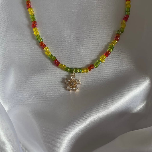 Flower Halskette aus Saatperlen