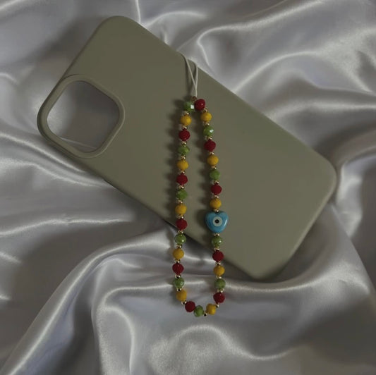 Kurdische Handykette mit Nazar Herz Detail