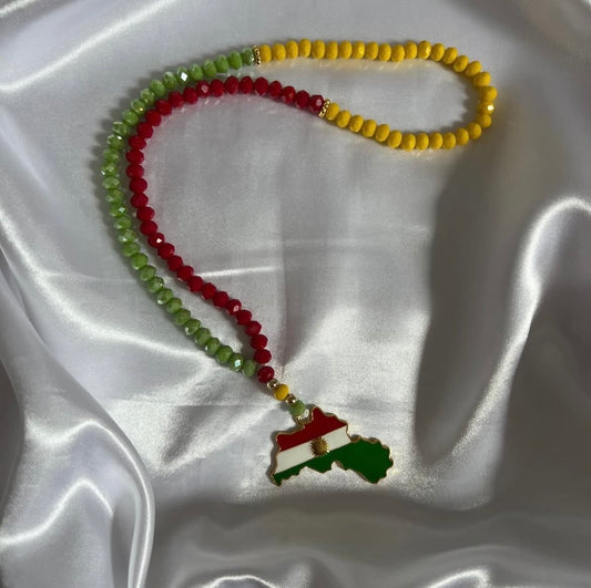 Tespih mit 99 Perlen und Kurdistan Flag Anhänger